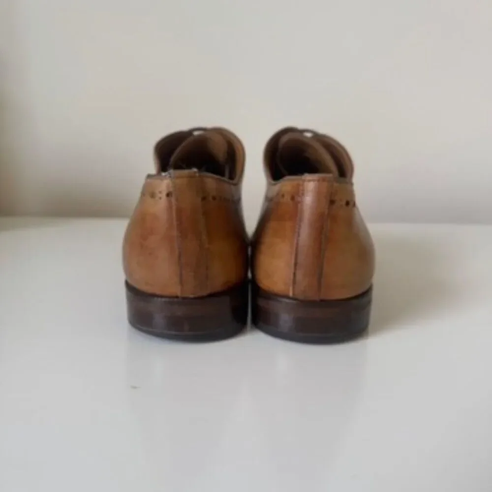 Magnanni Santi Tobacco Cap Toe Brogue Oxford Dress Shoes Mens 10.5 M Made Spain